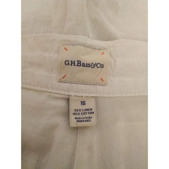 G.h. Bass & Co Ivory Hight Rise Straight Leg Drawstring Linen Blend Pants Sz 16 - Picture 4 of 5